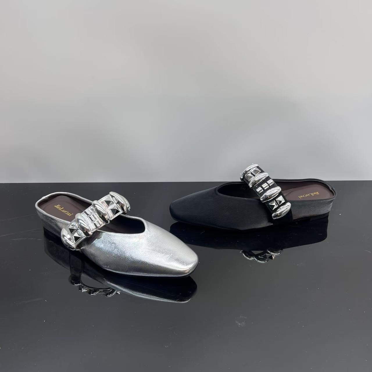 夏季新款时尚低底鞋浅口女士单鞋休闲女尖头半拖凉鞋 X 检 8652