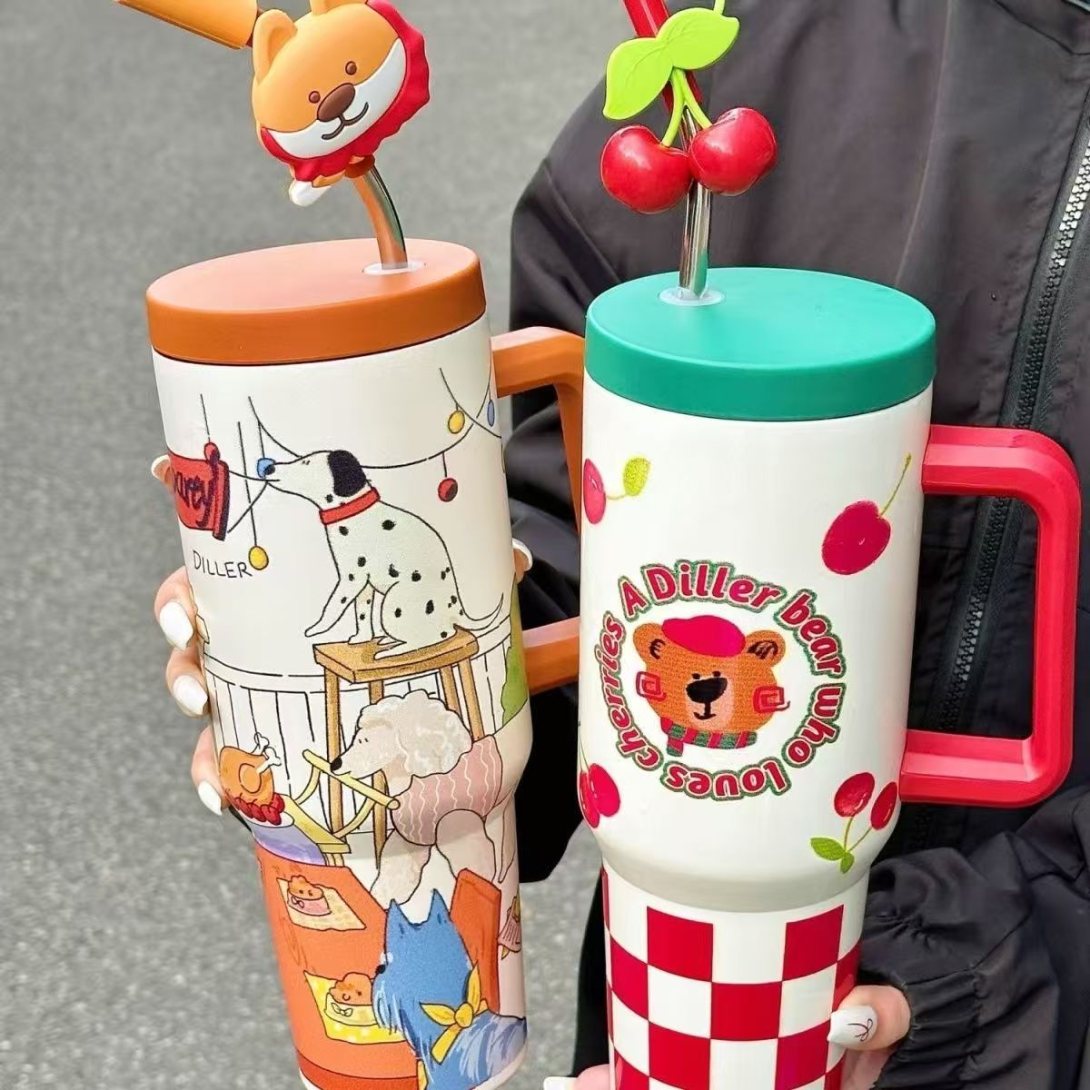 冰霸杯巨无霸吸管保温杯不锈钢大容量新款校园学生保温杯