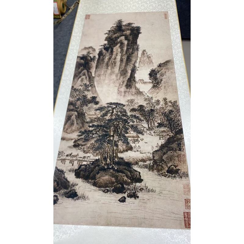 墨韵文化 明 戴进《关山行旅图》 173*60 博物馆级高清复刻