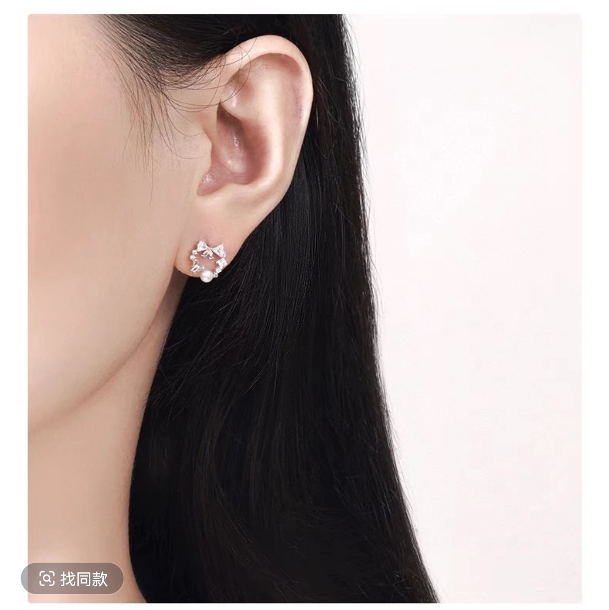 足银耳饰 原创小众设纯银蝴蝶花环耳钉气质甜美高级感耳饰女