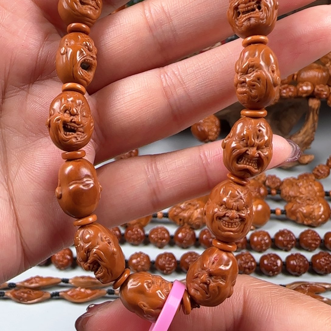 橄榄核手串/手链宽1.2稀有小籽水晶核佛爷恶僧手持