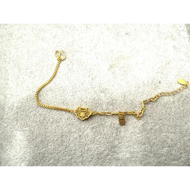 足银手链 镂空锁包手链