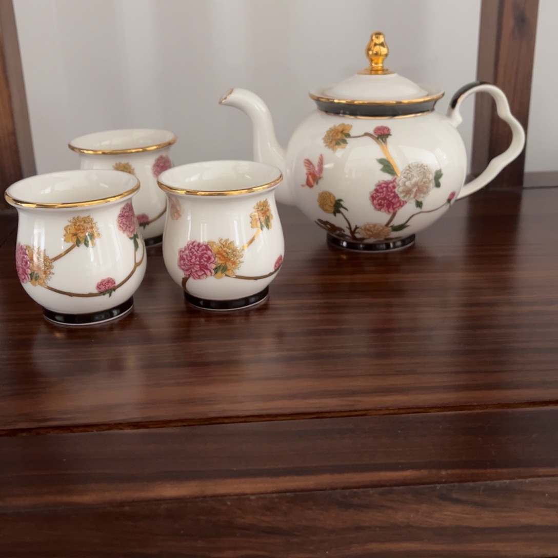 瓷片花开富贵六头茶具合格品