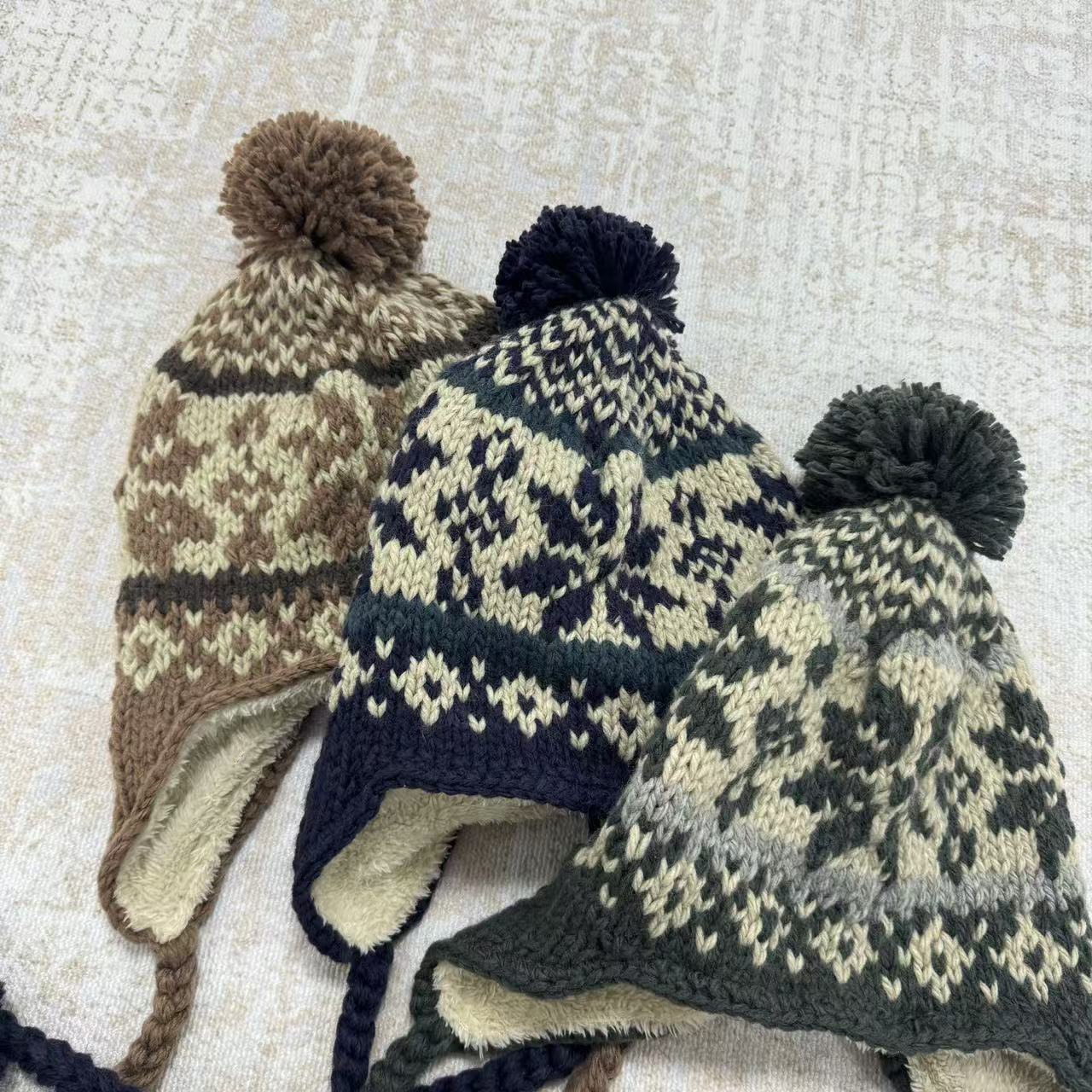 费尔岛毛线针织帽秋冬加绒加厚护耳保暖显脸小包头毛线帽25120950