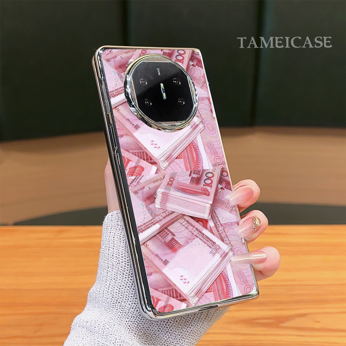 适用于【华为MATEX5】钱多多电镀玻璃折叠创意个性防摔手机壳