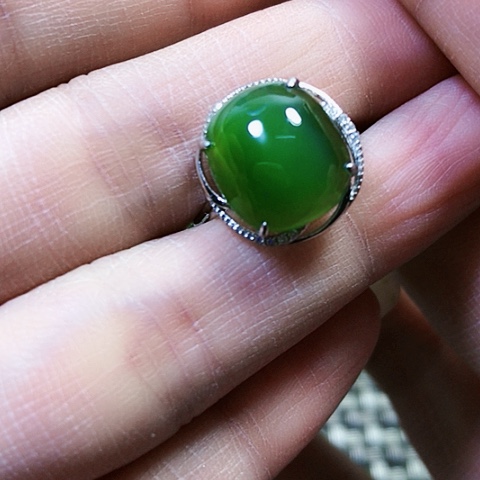 和田玉银S925镶嵌戒指