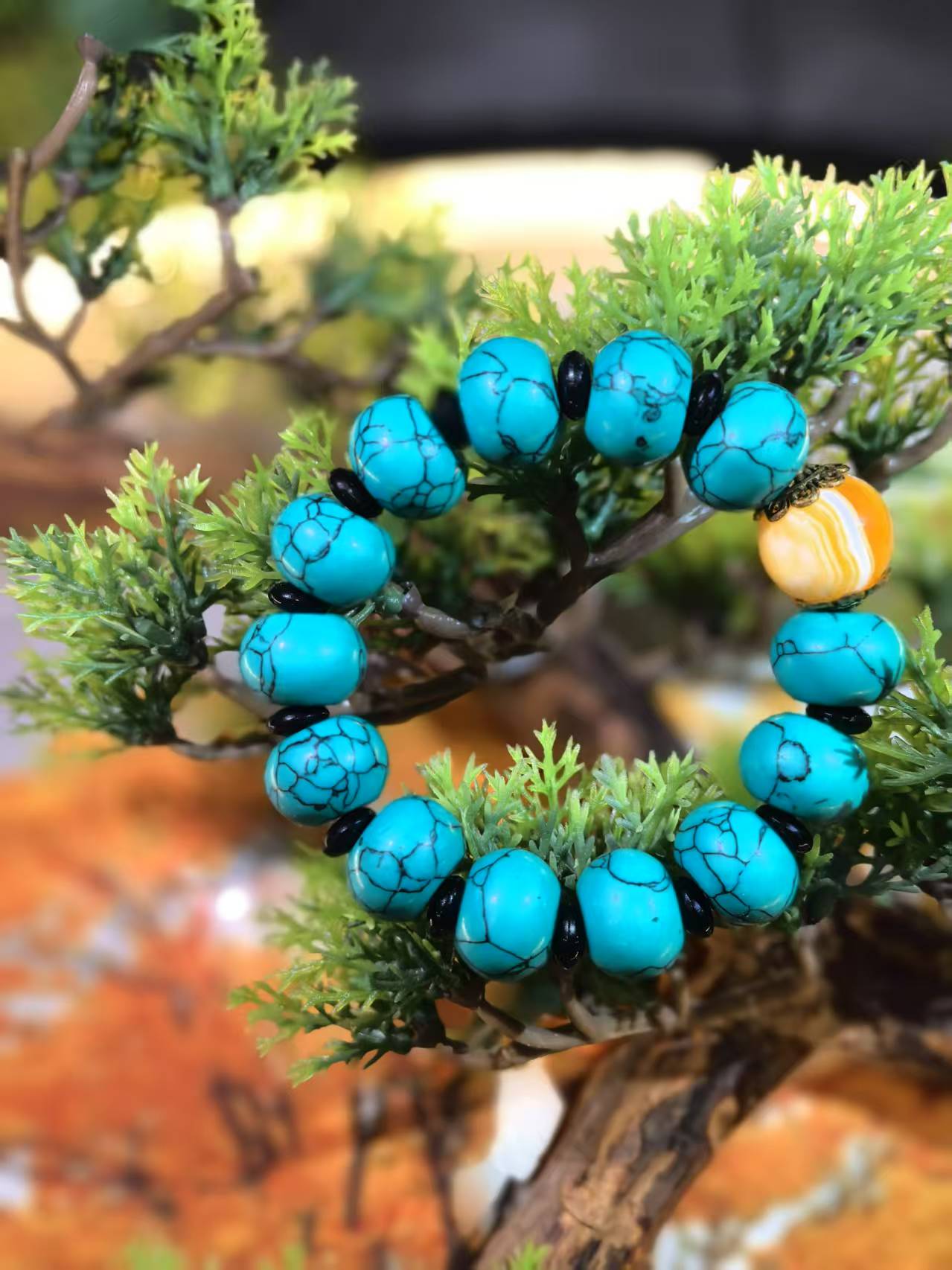 LSS0577绿满花色松松手串（无礼盒）