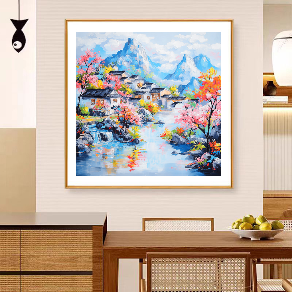 禧洋洋定制新款江南诗情满绣大格44色线绣手工风景十字绣国风线绣