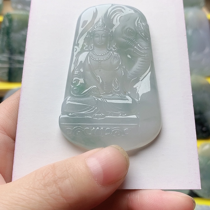 依***然翡翠未镶嵌吊坠(不含链)普贤菩萨