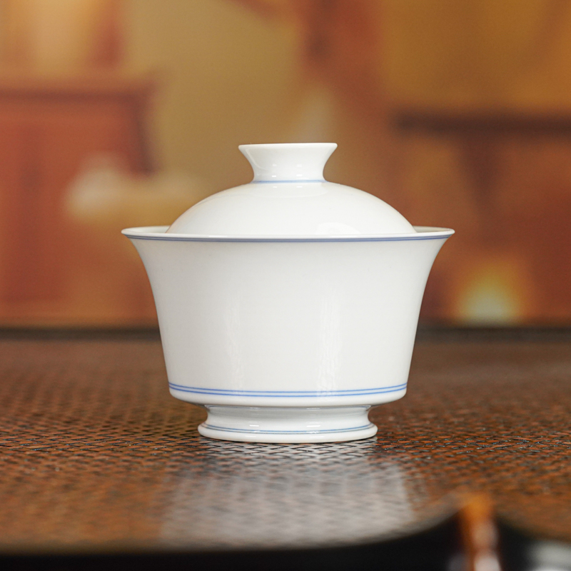 【央广非遗】古官羊脂白釉马蹄盖碗 ggqy523