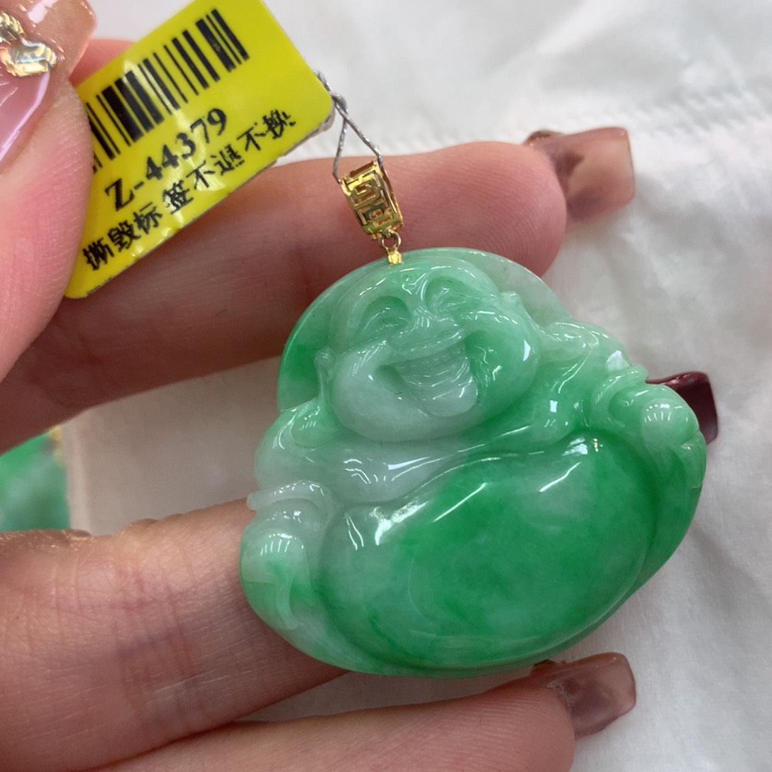 翡翠吊坠(不含链)18K金镶嵌