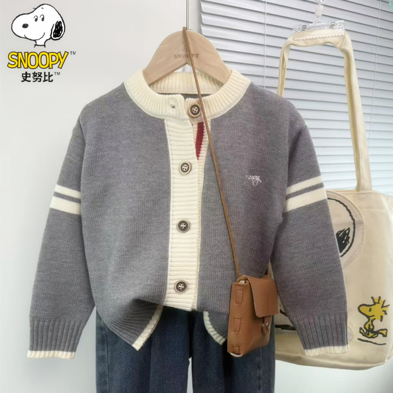 Snoopy/史努比1男女童春秋装洋气宝宝儿童毛衣针织开衫春季外套潮