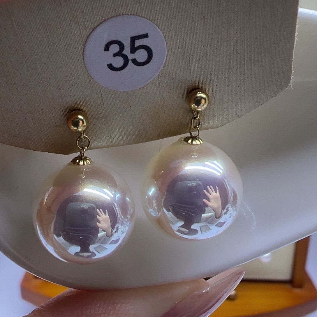 耳饰18K金镶嵌淡水珍珠