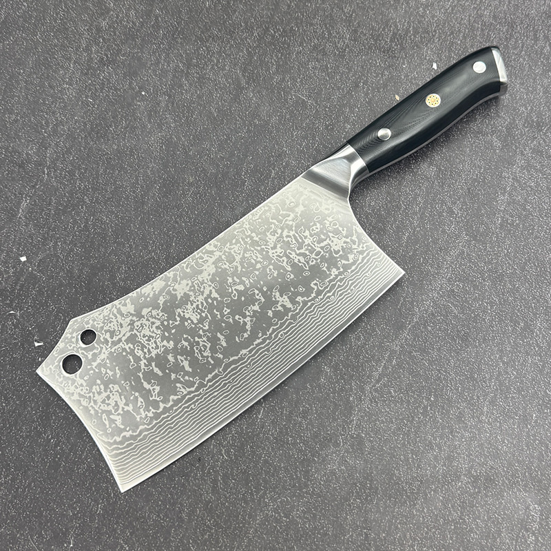 大马士革钢菜刀家用斩切两用刀厨师专用切片刀锋利厨房斩鸡鸭G08