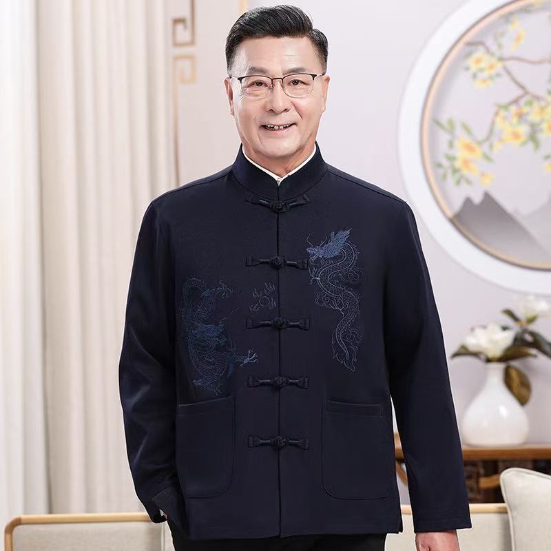 中老年唐装男士爸爸中国风老人衣服生日婚礼爷爷外套中式春秋夹克