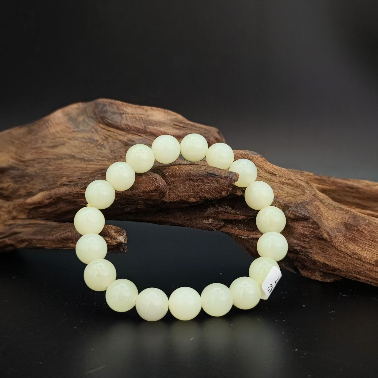 Z和田玉黄口圆珠手串（卡10）0317