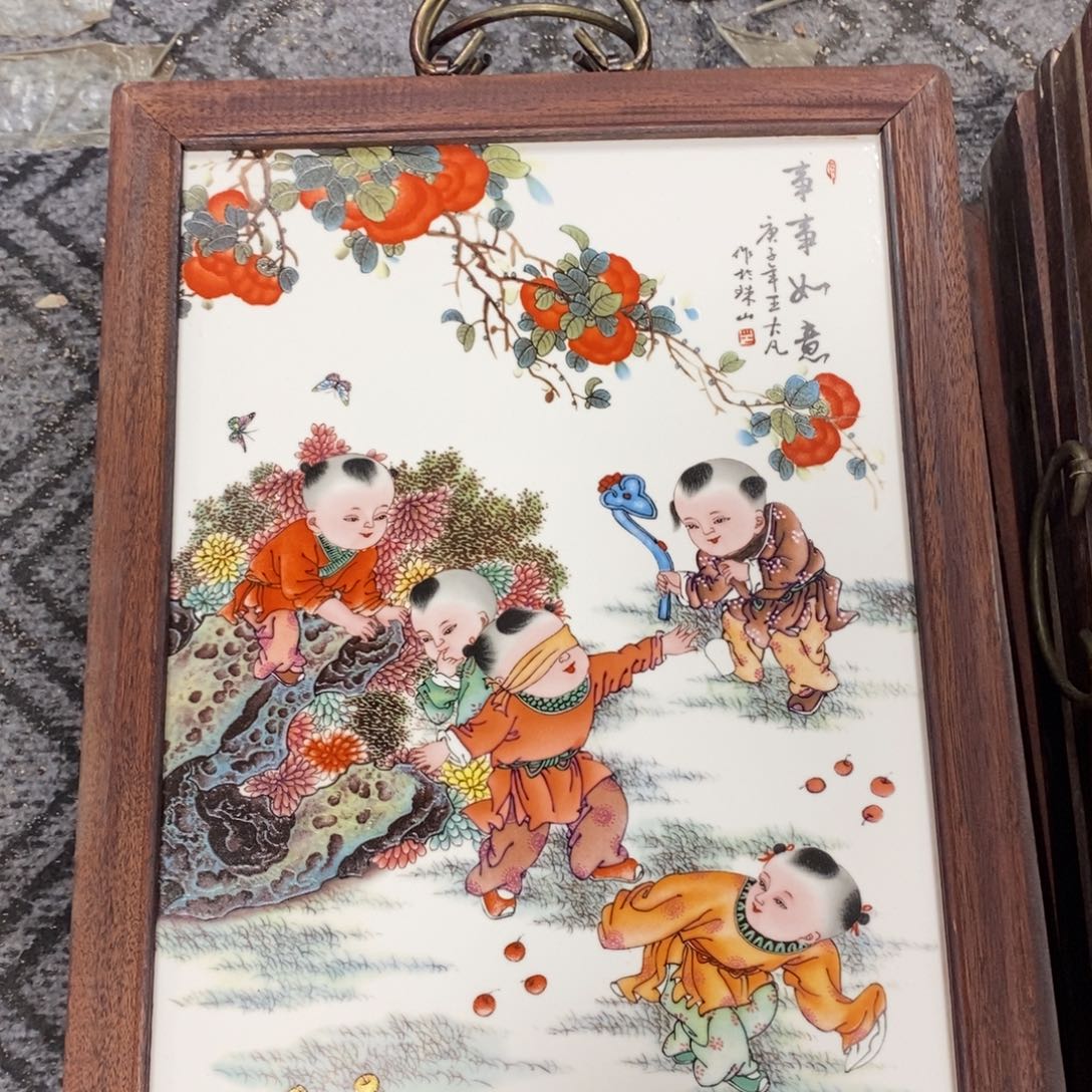 瓷片37*28 景德镇瓷板画柴窑烧制