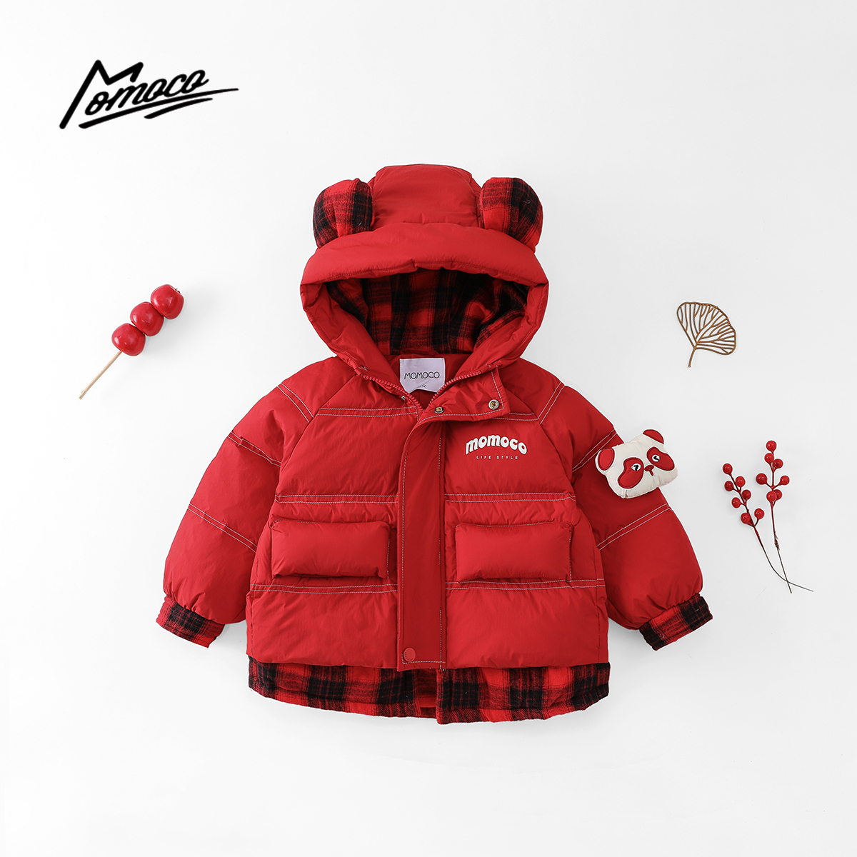 MOMOCO冬季男童90鸭绒潮流印花字母羽绒外套保暖77430102044