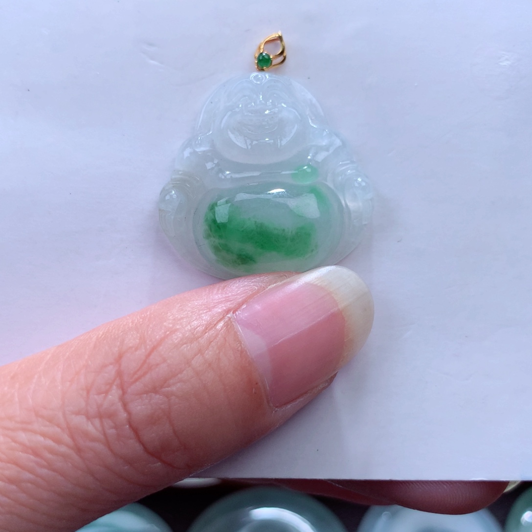 翡翠吊坠(不含链)18K金镶嵌