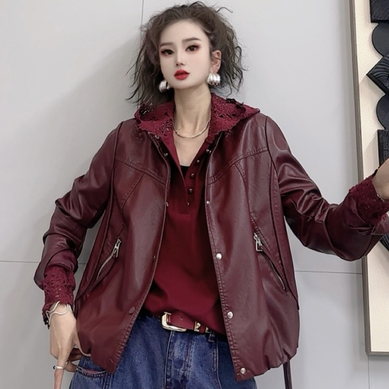 复古皮衣外套女春秋2025新款修身显瘦高级质感夹克上衣外套-831
