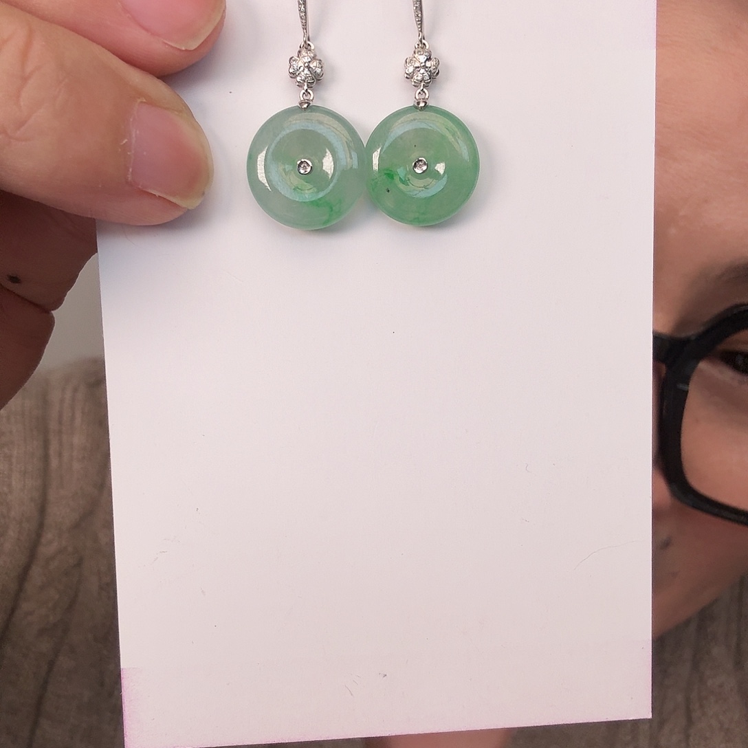 翡翠18K金镶嵌颈饰一对