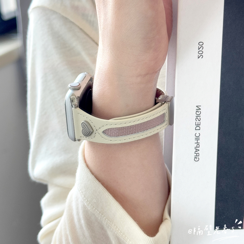 爱心皮质小蛮腰磁吸iWatchS11表带适用于苹果手表Apple Watch小众