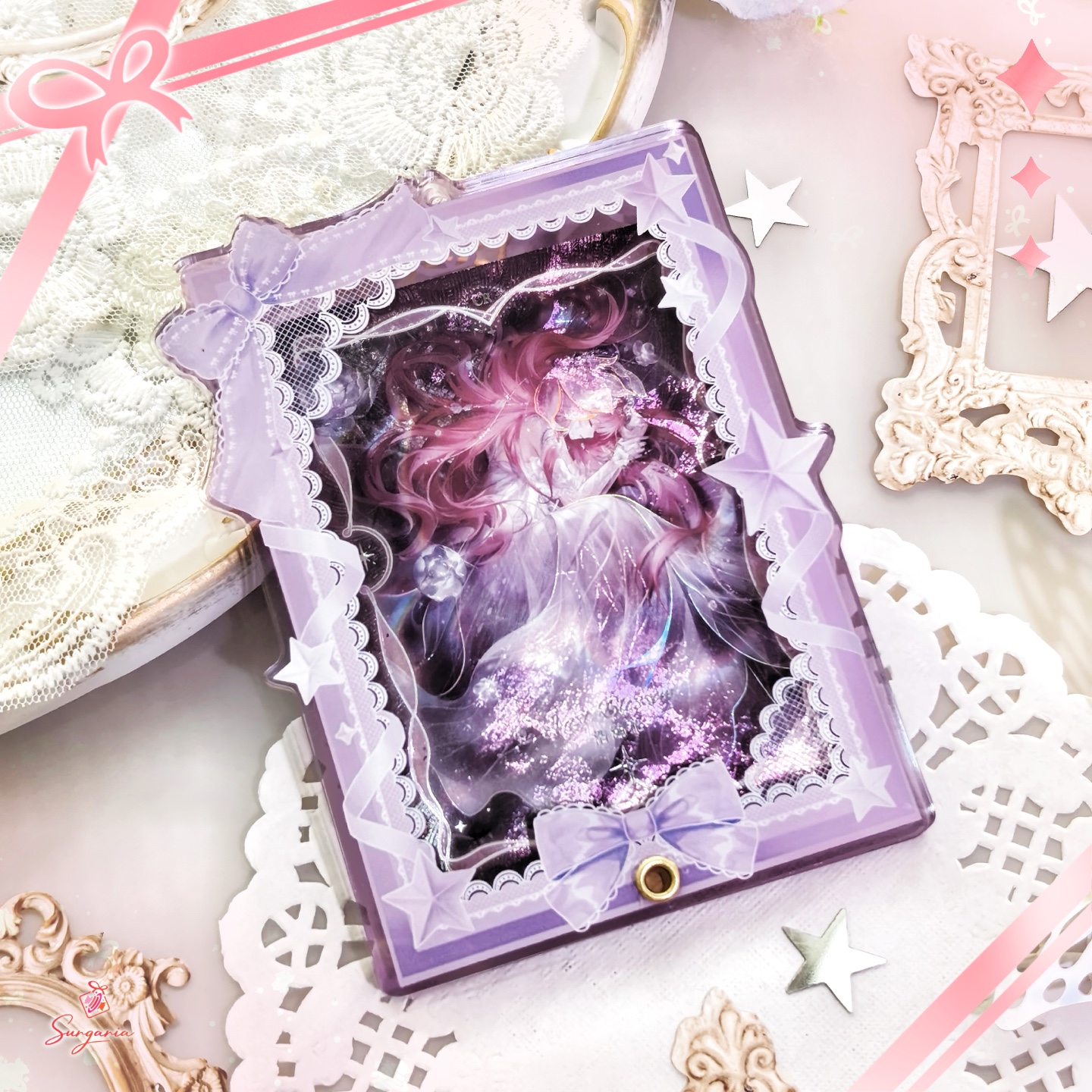 【糖匣】谷美3.5寸卡框卡砖平价谷美韩娱谷子小卡超清透蕾丝心结