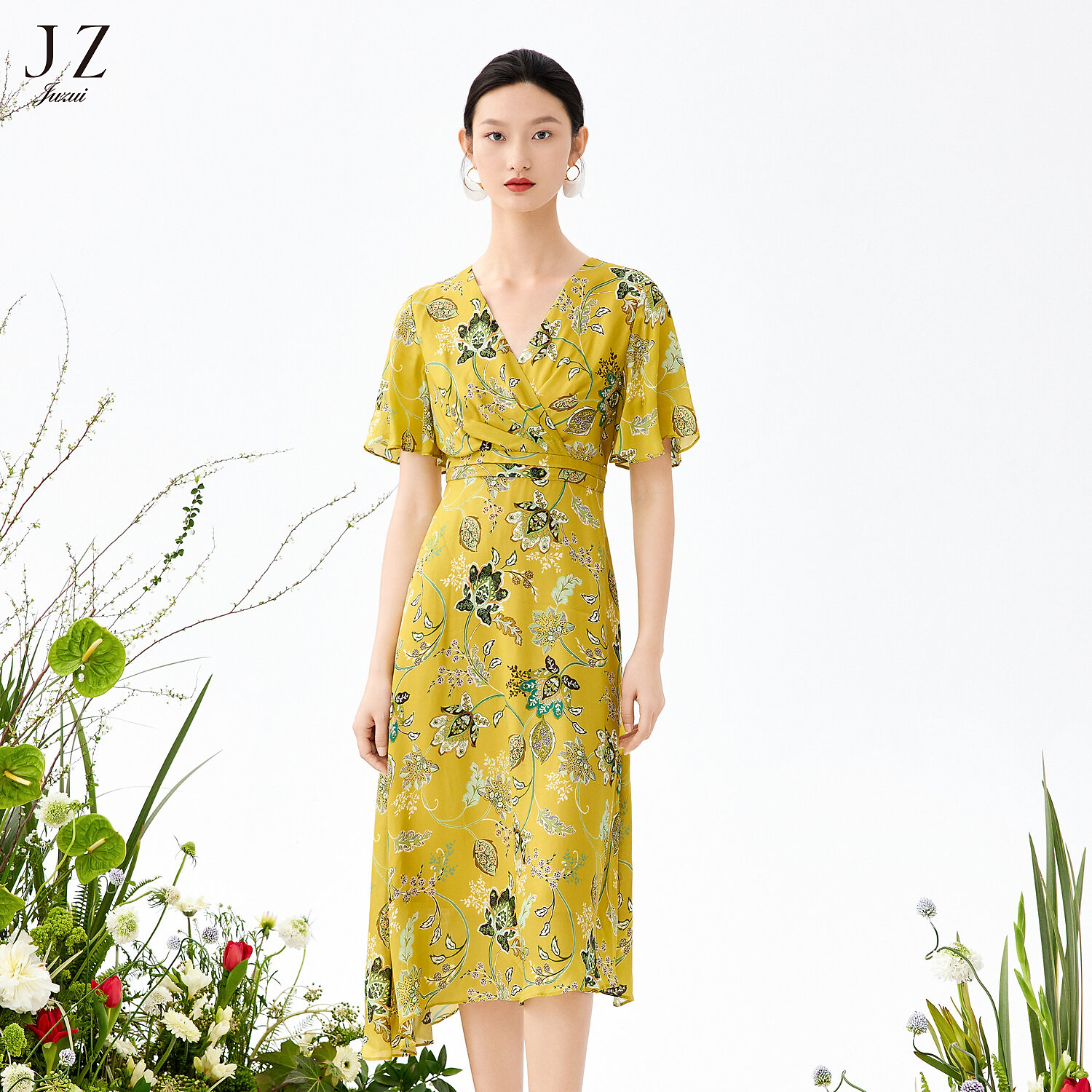 【丽公主专属】JZ玖姿-JWCX50055商场同款藤蔓花改良版茶歇裙女装夏
