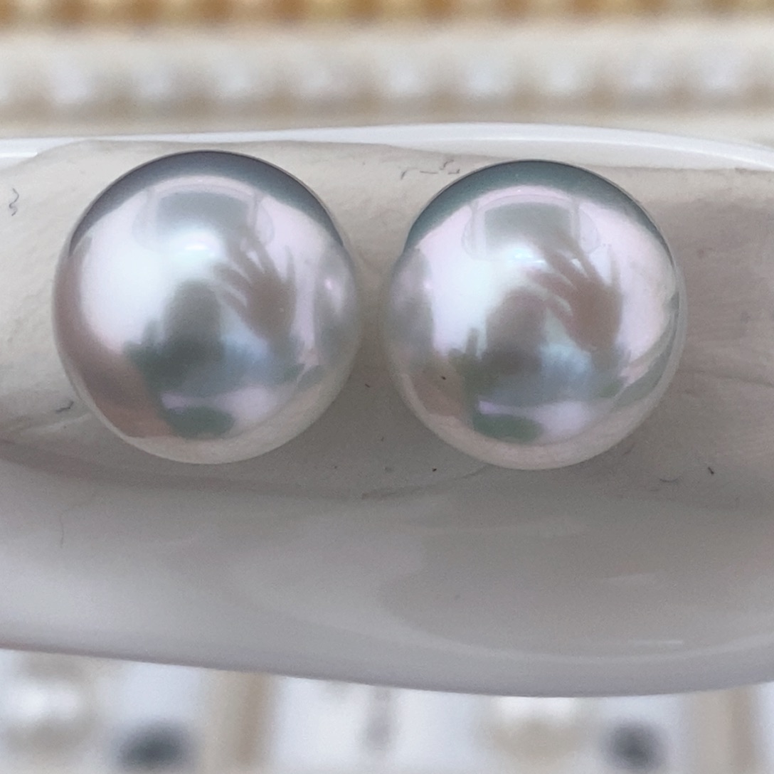 海水珍珠耳饰未镶嵌11-12 澳白宝石光炫彩