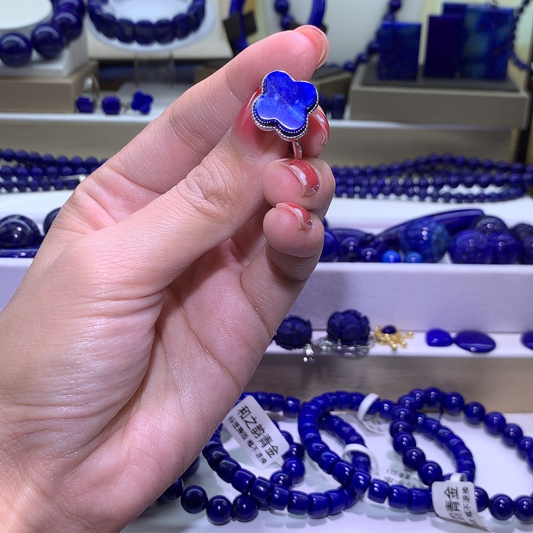 青金石合金天然原矿戒指