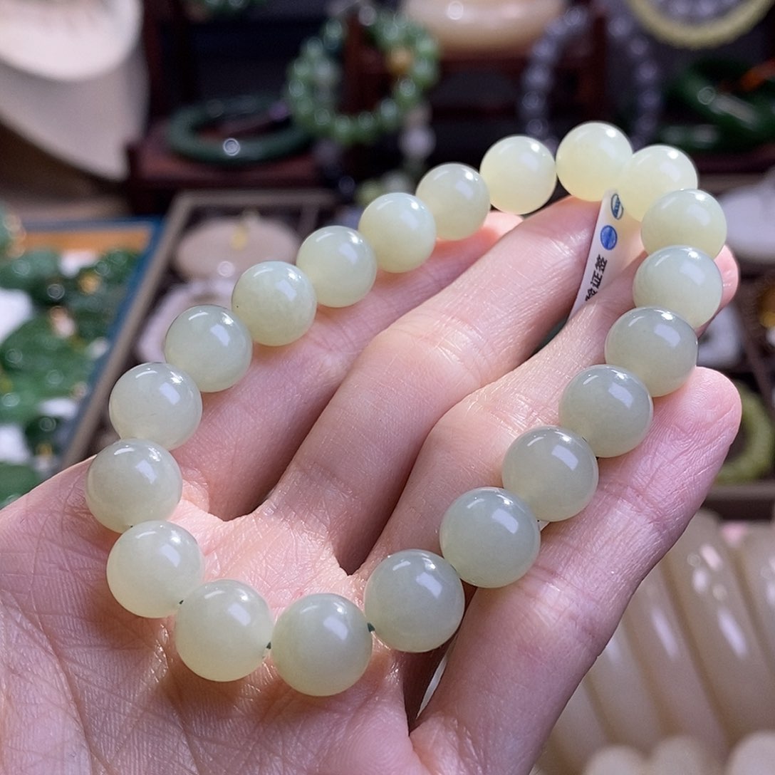 和田玉晴水手串9.5MM未镶嵌