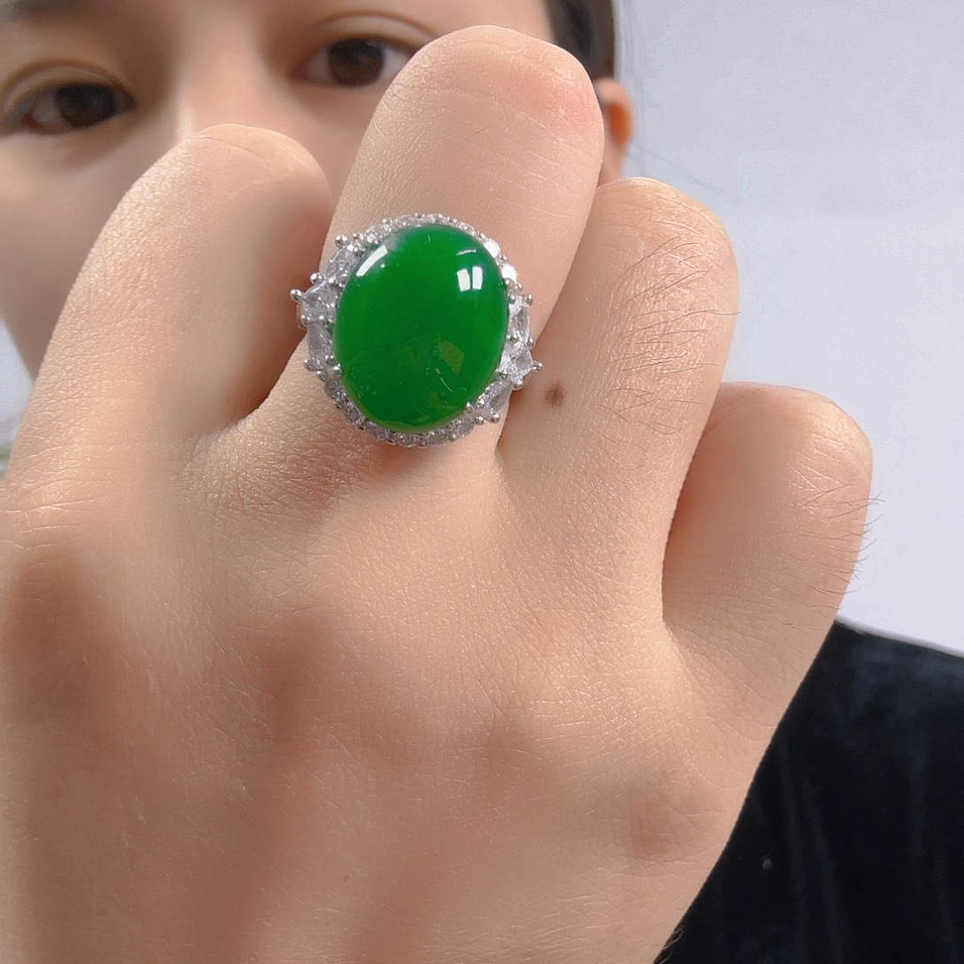 翡翠银S925镶嵌吊坠(不含链)