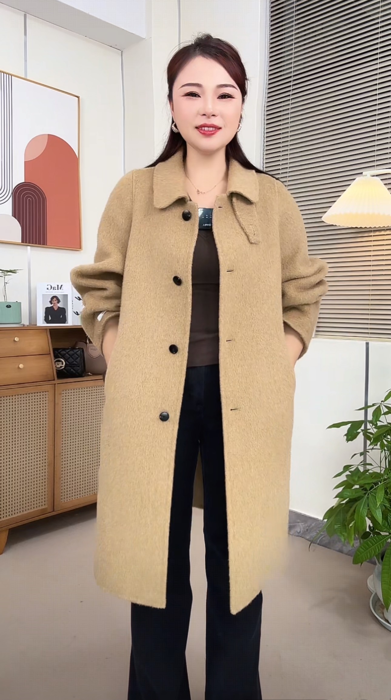 【超厚款】单排扣气质冬季羊毛外套 长款毛呢大衣 韩版宽松百搭款