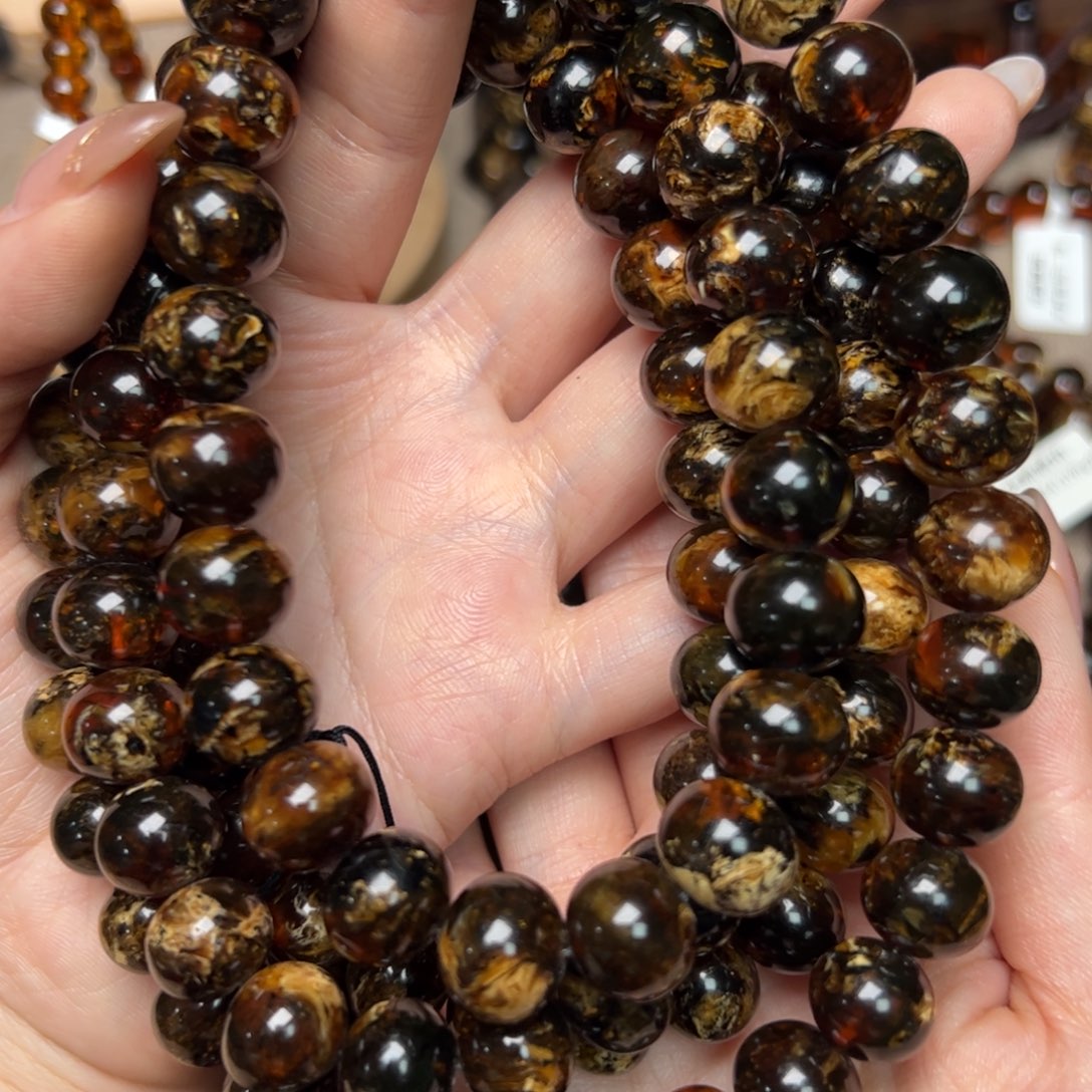 琥珀手链未镶嵌柄*抚顺黑花