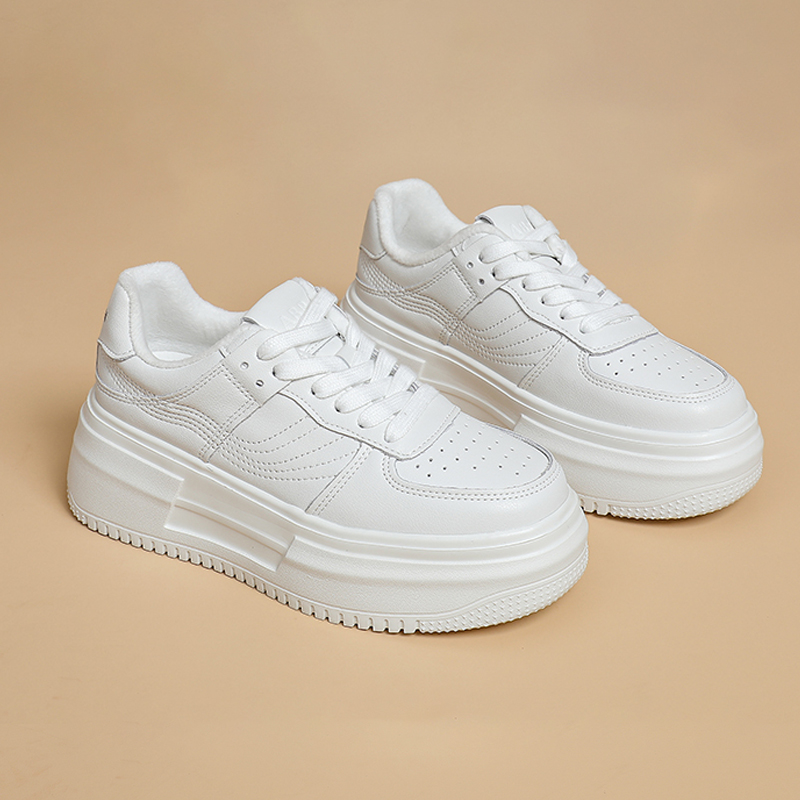 阿比让牛皮单里/绒里新款百搭透气时尚增高轻便舒适ins厚底小白鞋