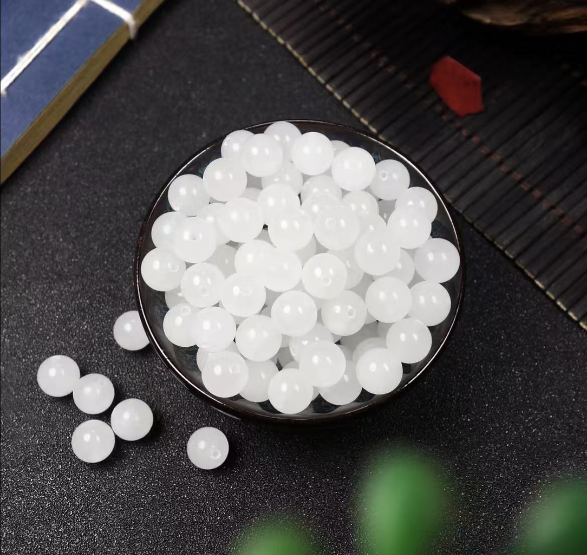 新疆天然的金丝玉圆珠DIY手工