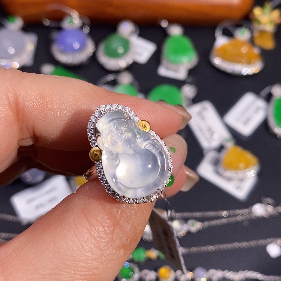 翡翠戒指18K金镶嵌两用款