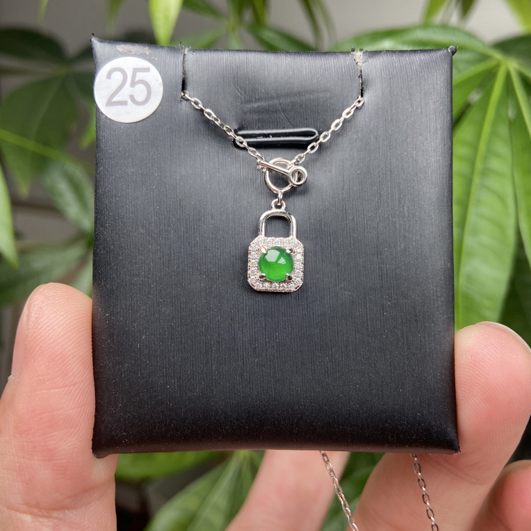 S925银镶嵌翡翠锁骨链25