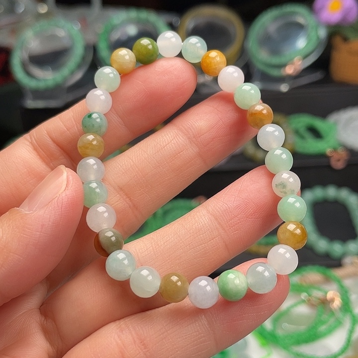 翡翠未镶嵌手链卡5+多宝手串