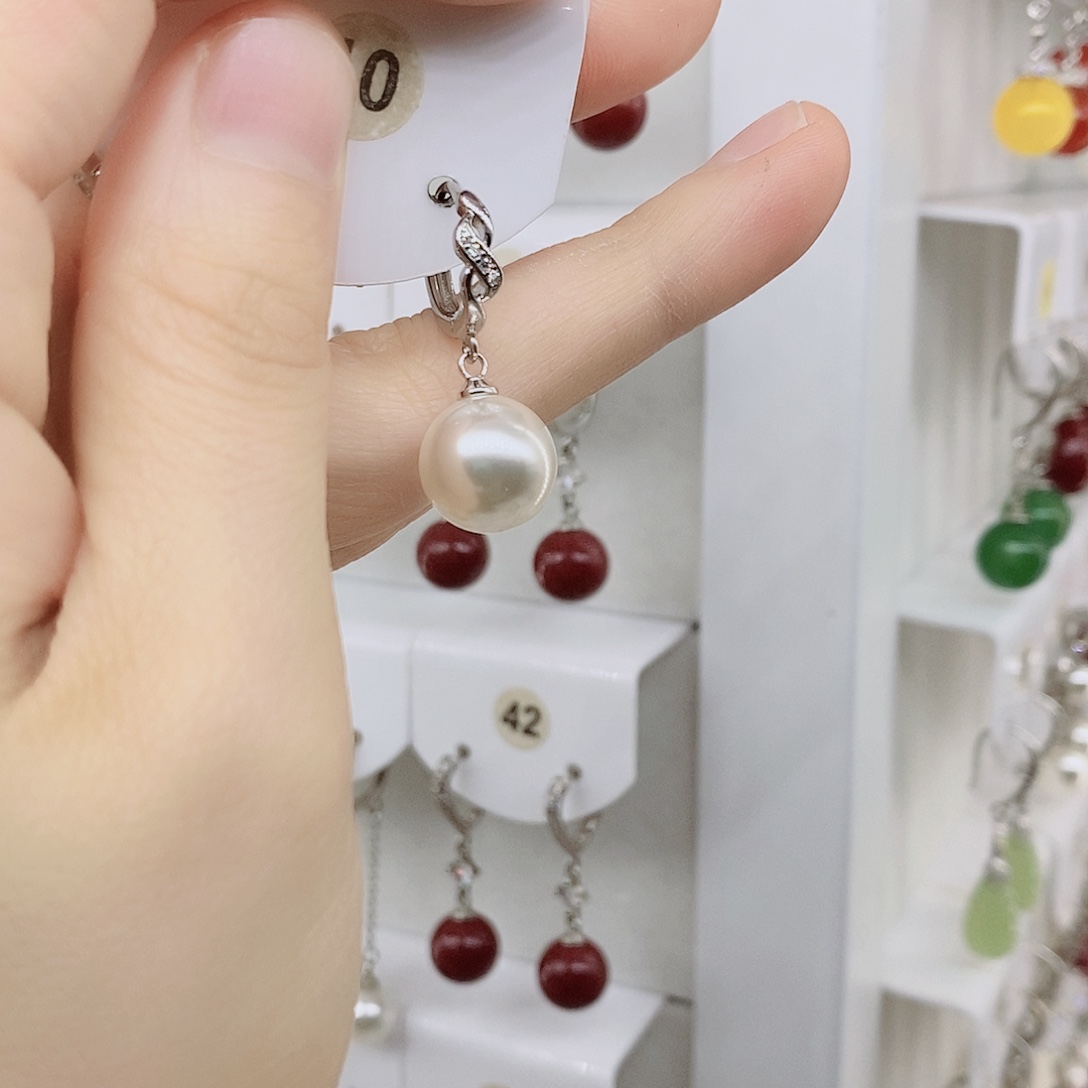 925银12毫米白貝珠