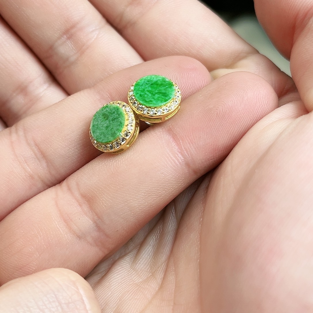 翡翠颈饰银S925镶嵌耳饰