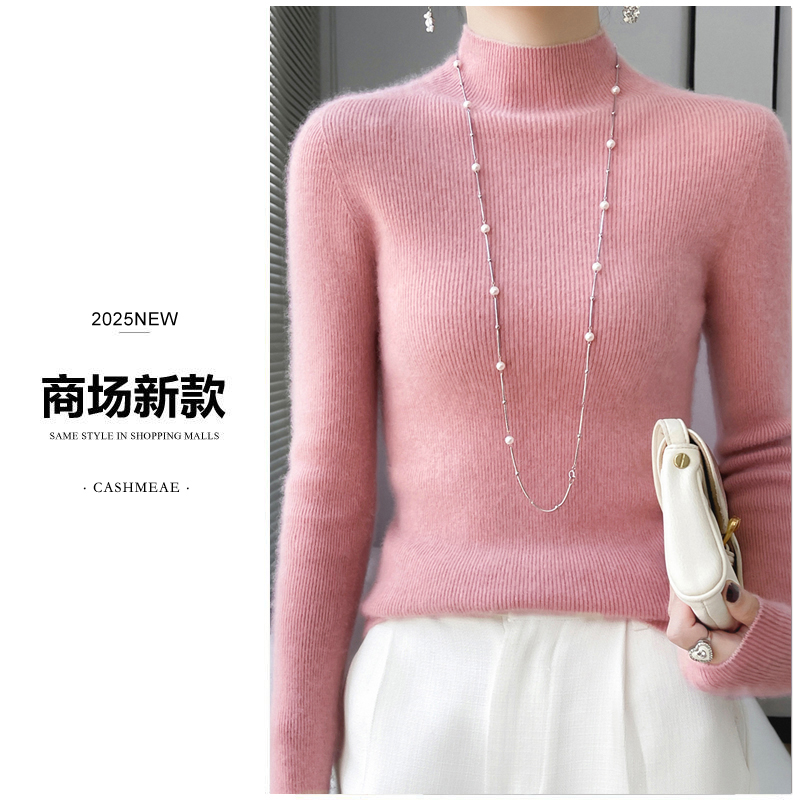 【商场同款】重磅加厚一线成衣半高领纯羊毛衫女修身套头针织打底衫