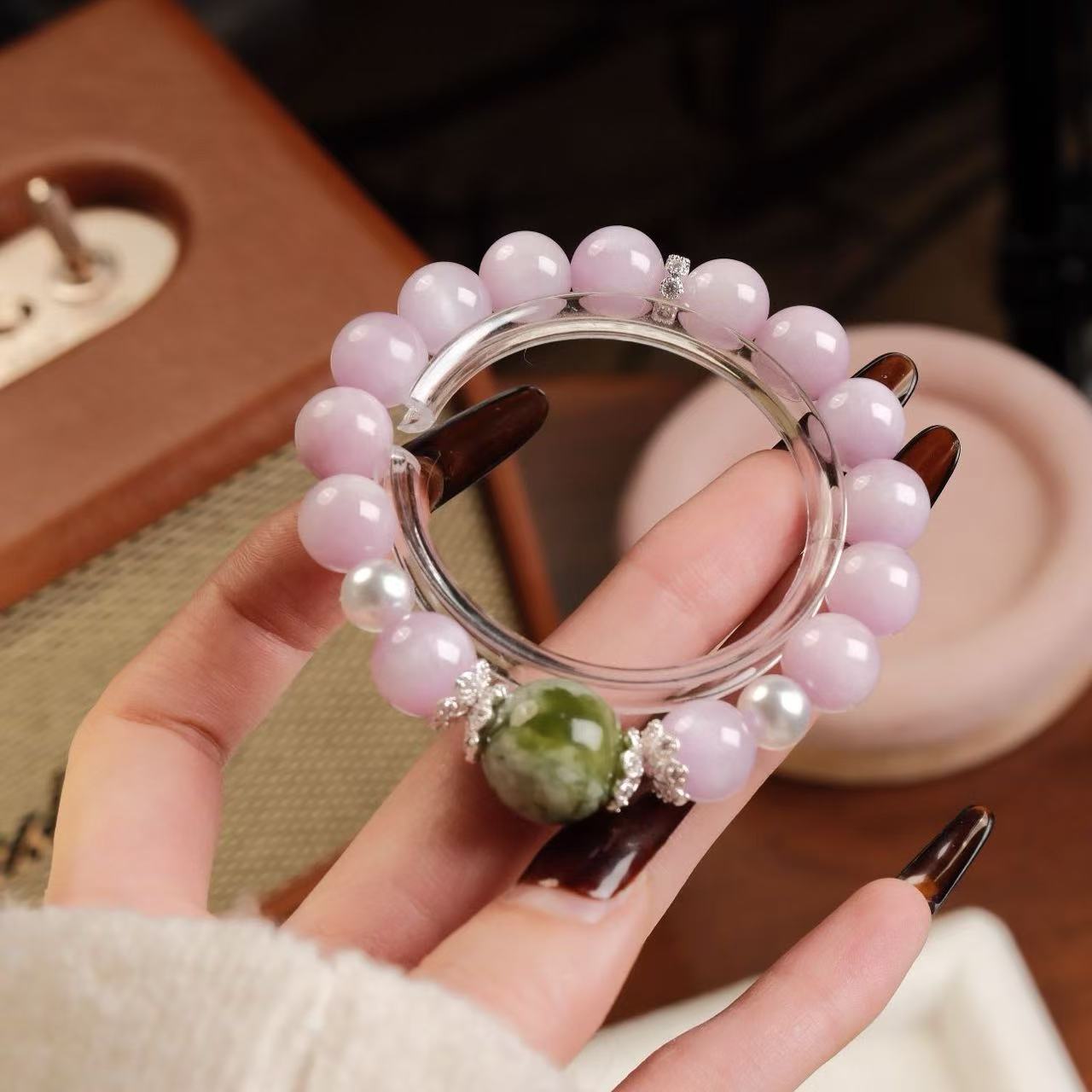 紫锂辉岫玉手串手链 F689