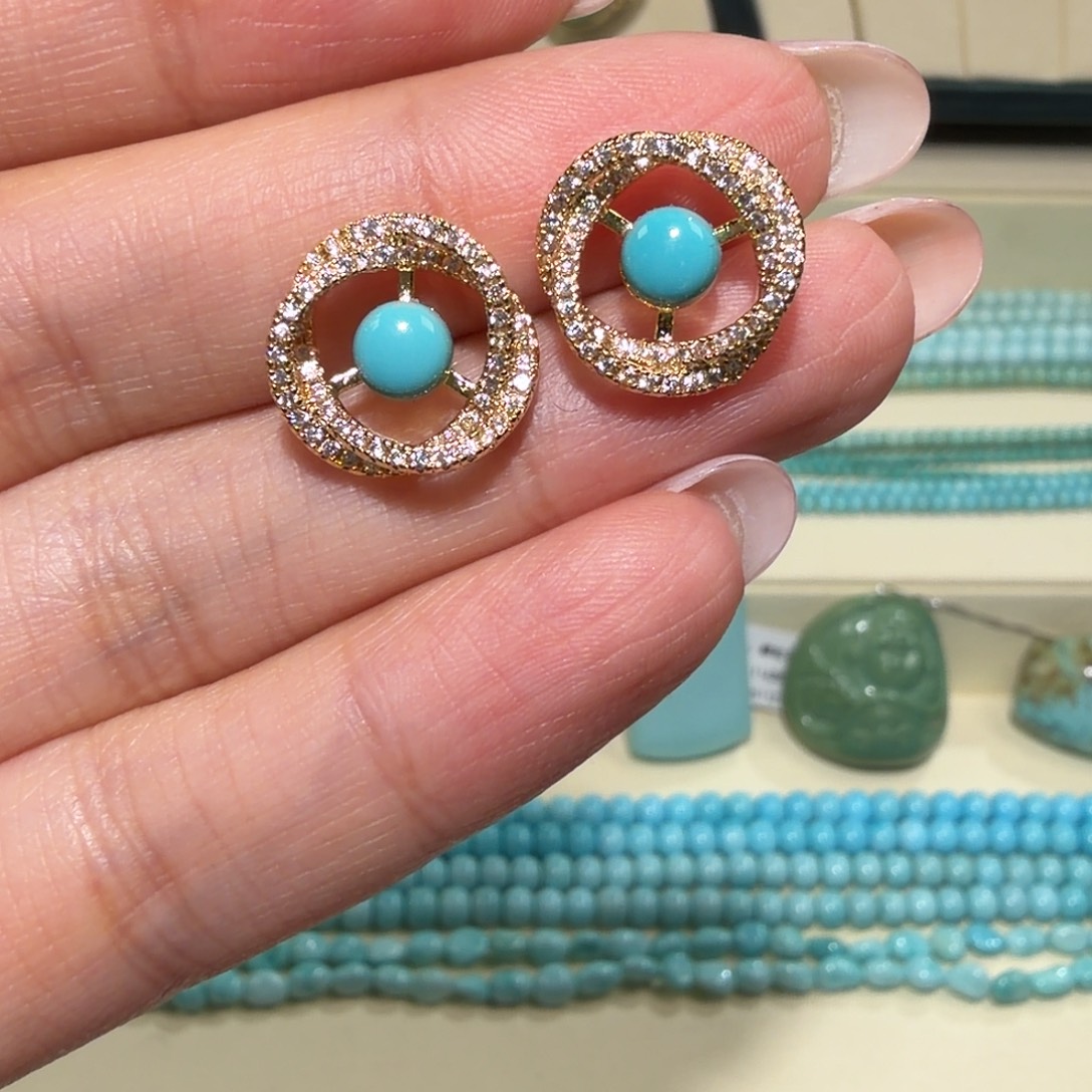 绿松石未镶嵌耳钉