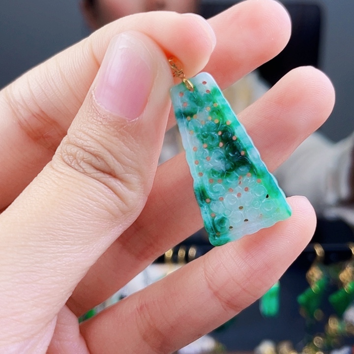 翡翠耳饰18K金镶嵌饰品