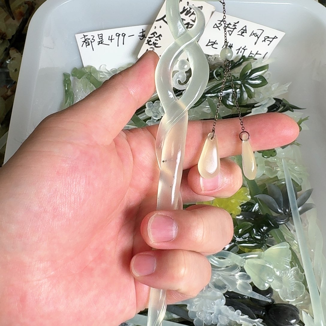 岫玉发饰未镶嵌岫玉发簪就是好看