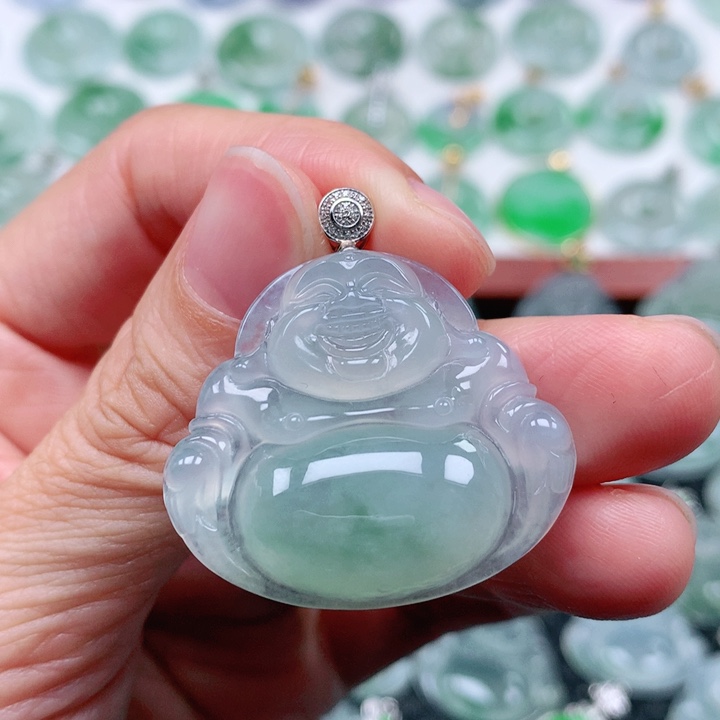 翡翠吊坠(不含链)18K金镶嵌