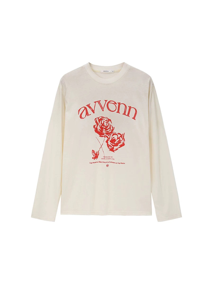 AVVENN 2025夏破裂水印渐变做旧喷色薄软透气长袖T恤