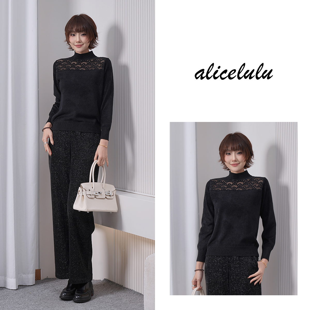 alicelulu‘37度’时尚毛衣钩花刺绣甜美时髦S2145591U