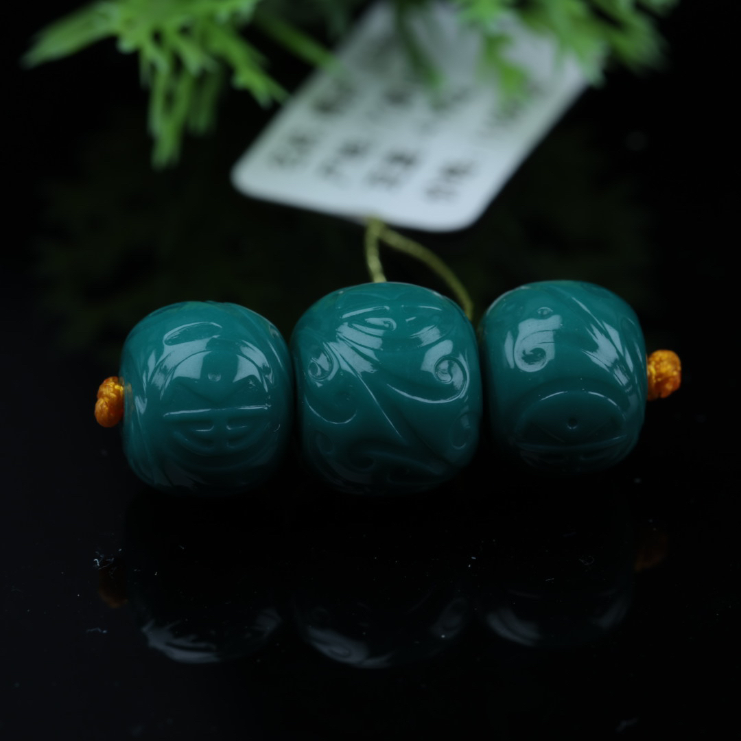 原矿纯天然绿松石精品老型博古套装